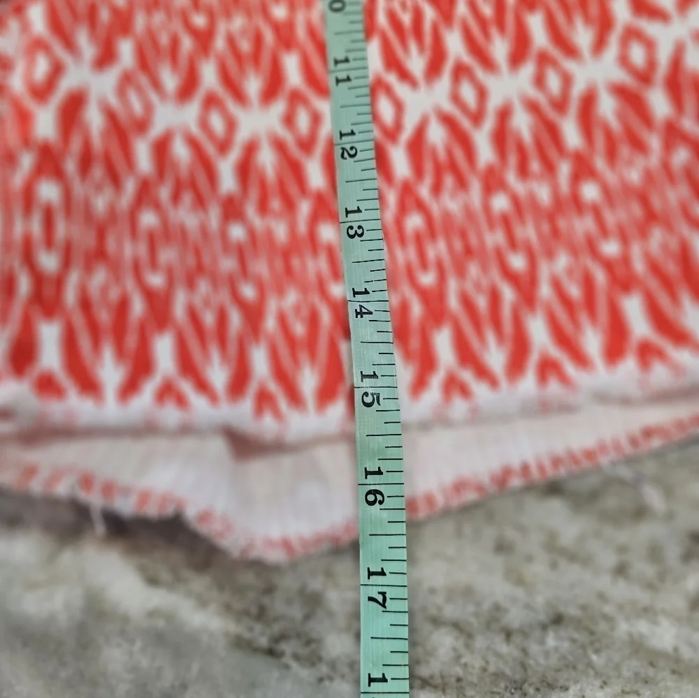 LOFT Orange White Ikat Print Shorts Size 2 Frayed Hem Casual Summer